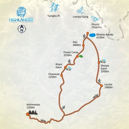 Bhairab Kunda map