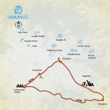 Chisapani Trek map