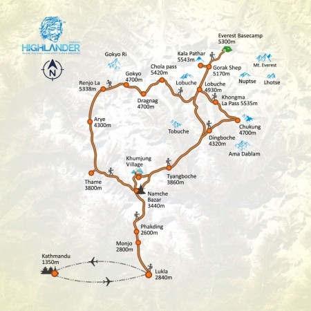Everest 3 Passes map