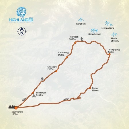 Helambu Trek map