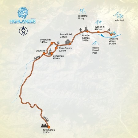Langtang Valley Trekking map