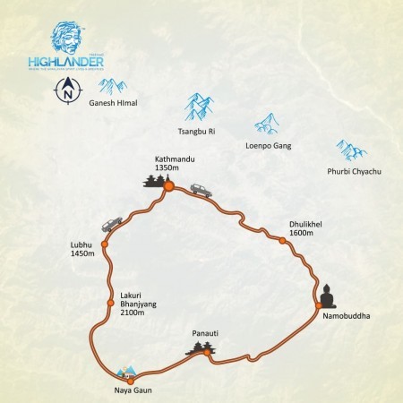 Namobuddha Trek map