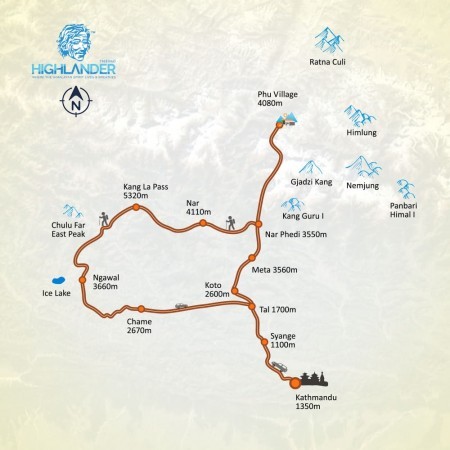 Nar Phu Trek map