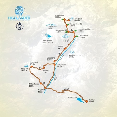 Tharpu Chuli Peak map