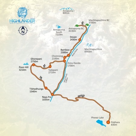 Trail to Annapurna Base Camp MAP